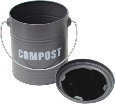 simpa 5L Grey Compost Food Waste Recycling Bin Caddy