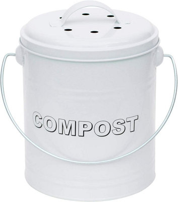 simpa 5L White Compost Food Waste Recycling Bin Caddy