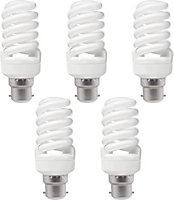 Simpa 5PC Cool White T4 CFL Spiral Energy Saving Light Bulbs 40W 65lm B22