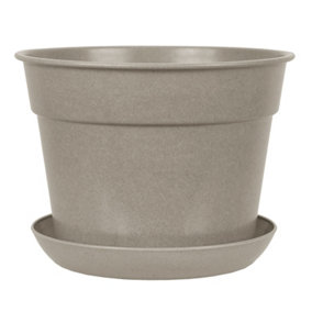 simpa 5PC Cream Compostable Plant Pot & Saucer Set 19cm (Dia)