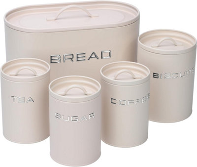 simpa 5PC Stylish Matt Cream Metal Kitchen Storage Set.