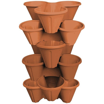 simpa 6 Tier Brown Strawberry Planter Trio Pot