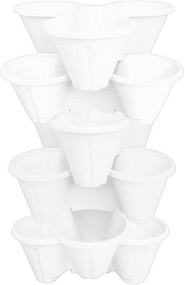 simpa 6 Tier White Strawberry Planter Trio Pot