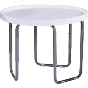 simpa 60cm White Round Utility Mixing Play Tray Table with Height Adjustable Stand.