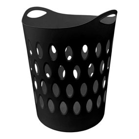 simpa 60L Black Lightweight Flexible Plastic Laundry Basket