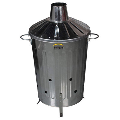 simpa 60L Garden Galvanised Incinerator Fire Bin Rubbish Pit