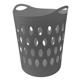 simpa 60L Grey Lightweight Flexible Plastic Laundry Basket
