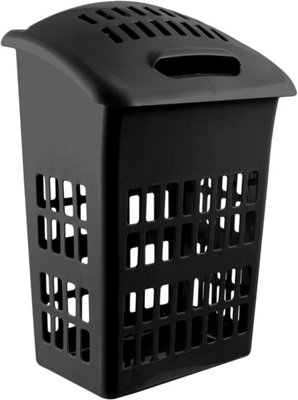 simpa 60L Upright Black High Gloss Plastic Laundry Basket