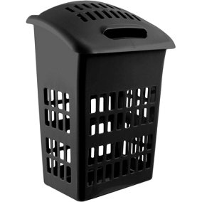 simpa 60L Upright Black High Gloss Plastic Laundry Basket