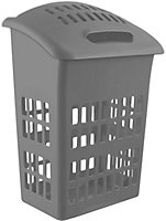 simpa 60L Upright Grey High Gloss Plastic Laundry Basket