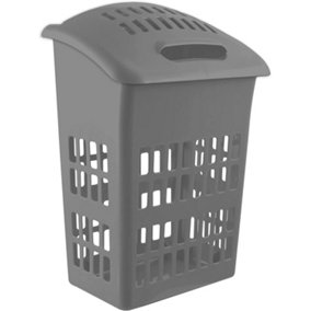 simpa 60L Upright Grey High Gloss Plastic Laundry Basket