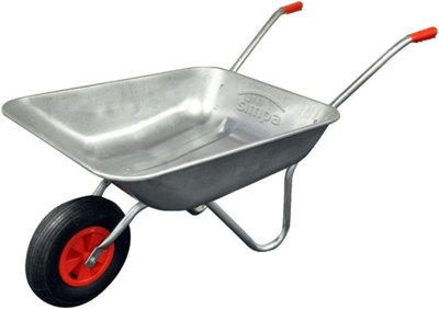 simpa 65L Galvanised Steel Tray Wheelbarrow with Pnuematic Tyre.
