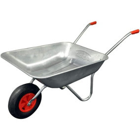 simpa 65L Galvanised Steel Tray Wheelbarrow with Pnuematic Tyre.