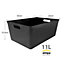 simpa 6PC 11L Black Plastic Storage Basket Studio Organiser Trays with Handles