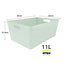 simpa 6PC 11L Sage Green Plastic Storage Basket Studio Organiser Trays with Handles