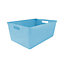 simpa 6PC 4L Pastel Blue Plastic Storage Basket Studio Organiser Trays with Handles