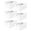 simpa 6PC 4L White Plastic Storage Basket Studio Organiser Trays with Handles