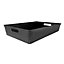 simpa 6PC 6L Black Plastic Storage Basket Studio Organiser Trays with Handles