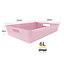 simpa 6PC 6L Pastel Pink Plastic Storage Basket Studio Organiser Trays with Handles