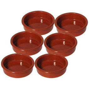 simpa 6PC Brown Glazed Traditional Handmade Spanish Tapas Cazuelas Serving Bowls - 11.5cm Dia