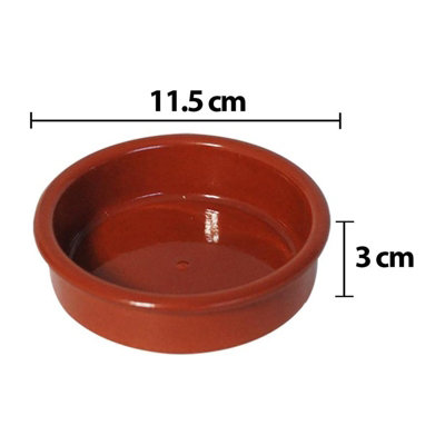 simpa 6PC Brown Glazed Traditional Handmade Spanish Tapas Cazuelas Serving Bowls - 11.5cm Dia