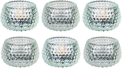 simpa 6PC Chunky Clear Glass Bubble Dots Tealight Candle Holder