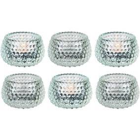 simpa 6PC Chunky Clear Glass Bubble Dots Tealight Candle Holder