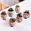 simpa 6PC Comic Owl Ceramic Plant Pots with Bamboo Base