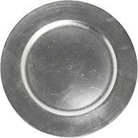 simpa 6PC Distressed Metallic Silver Decorative Reusable Plastic Charger Plates 33cm Dia