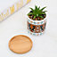 simpa 6PC Egyptian Mixed Pattern Ceramic Plant Pots with Bamboo Base