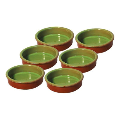simpa 6PC Green Glazed Traditional Handmade Spanish Tapas Cazuelas