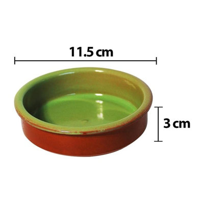simpa 6PC Green Glazed Traditional Handmade Spanish Tapas Cazuelas Serving Bowls - 11.5cm Dia
