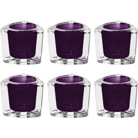 simpa 6PC Heavy Weight Glass Tea light Holders - Purple