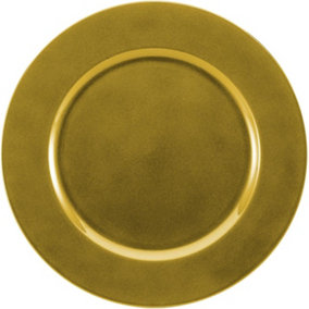 simpa 6PC Metallic Gold Glitter Decorative Reusable Plastic Charger Plates 33cm Dia