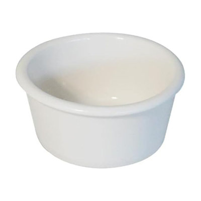 simpa 6PC Off White Ceramic Plain Souffle Creme Brulee Ramekin Dishes - 200ml