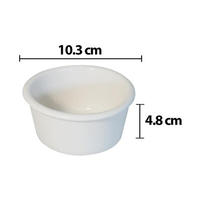 simpa 6PC Off White Ceramic Plain Souffle Creme Brulee Ramekin Dishes - 200ml