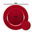 simpa 6PC Red Metallic Shimmer Decorative Reusable Plastic Charger Plates 33cm Dia
