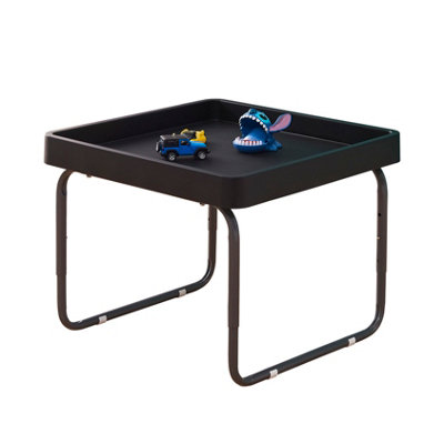 simpa 70cm Black Square Utility Mixing Play Tray Table with Height Adjustable Stand.