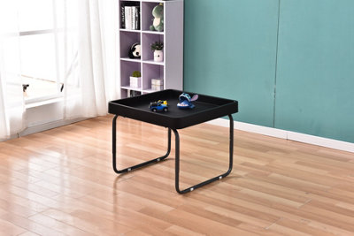simpa 70cm Black Square Utility Mixing Play Tray Table with Height Adjustable Stand.