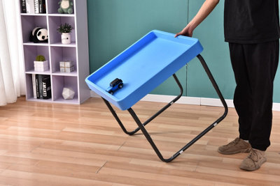 simpa 70cm Black Square Utility Mixing Play Tray Table with Height Adjustable Stand. - 7
