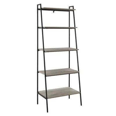 simpa 72" Grey Wash Industrial Modern Ladder Bookshelf