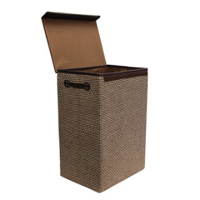 simpa 72L Brown Beige Collapsible Woven Style Landry Hamper