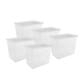 simpa 80L Plastic Storage Boxes - Set of 5