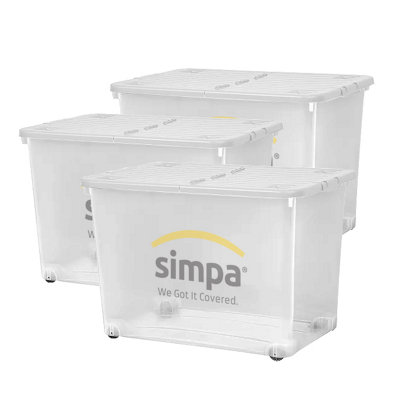 Wham 2-Pack 80L Clear Plastic Storage Boxes With Lids – Stackable, Heavy Duty, 60x40x42cm, Made In UK