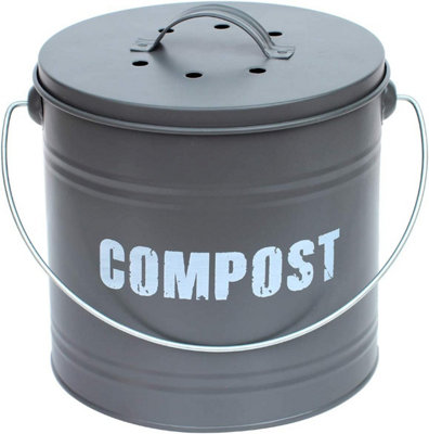 simpa 8L Grey Compost Food Waste Recycling Bin Caddy