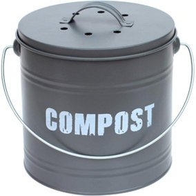 simpa 8L Grey Compost Food Waste Recycling Bin Caddy