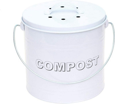 simpa 8L White Compost Food Waste Recycling Bin Caddy