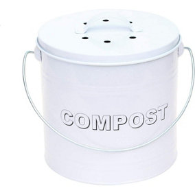 simpa 8L White Compost Food Waste Recycling Bin Caddy