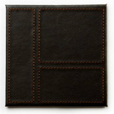 simpa 8PC Brown Faux Leather Patchwork Coasters - 10cm x 10cm