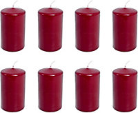 simpa 8PC Burgundy Wax Pillar Candles - 120 x 55mm